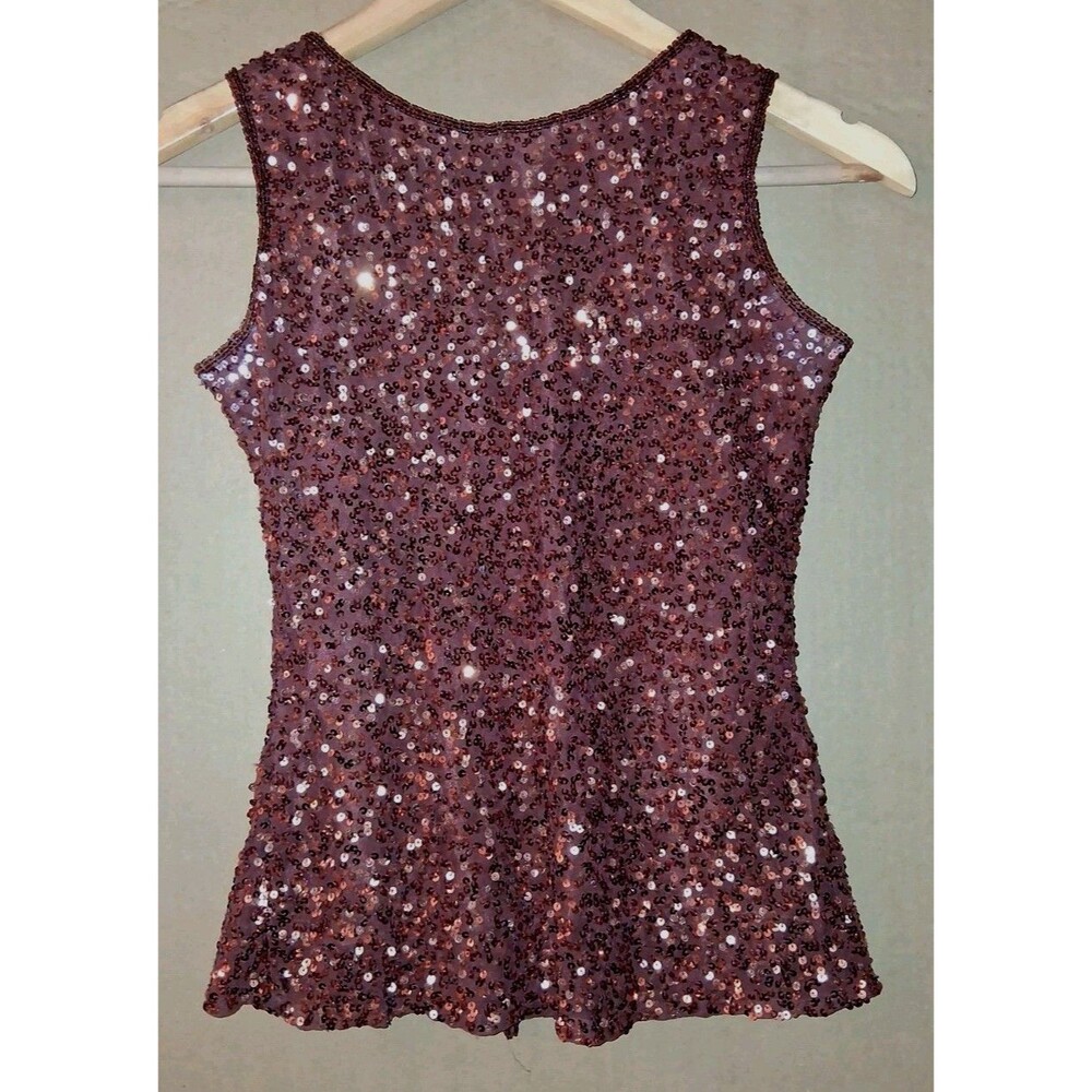 Silk Beaded Tank Top Rust Sequin Size 6